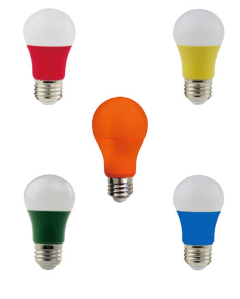 A #LB5A/ Party Bulbs, 5 Different Colors- Red, Yellow, Green, Blue, & Orange