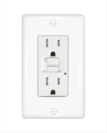 #GLS15ATR-WH 15A Tamper Resistant, Self-Testing GFCI, Two Outlets, White, w/ Wall Cover
