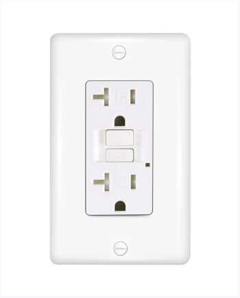 #GLS20ATR-WH 20A Tamper Resistant, Self-Testing GFCI, Two Outlets, White, w/ Wall Cover