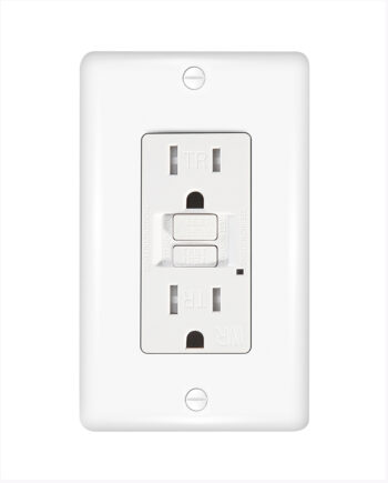 #GLS15ATRWR-WH 15A Weather Resistant & Tamper Resistant, Self-Testing GFCI, Two Outlets, White, w/ Wall Cover