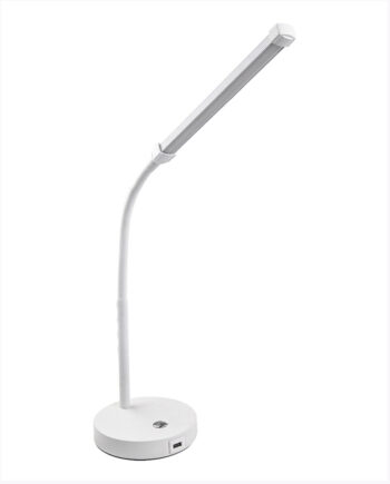 #DL81HLU-WH-CCT 8W LED Dimmable Desk Lamp w/ USB Charger, White Matte Finish, Adj. 3CCT
