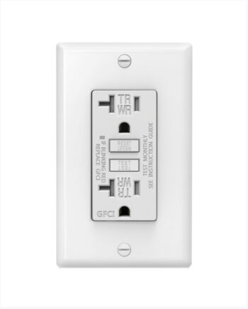 #GLS20ATRWR-WH 20A Weather Resistant & Tamper Resistant, Self-Testing GFCI, Two Outlets, White, w/ Wall Cover