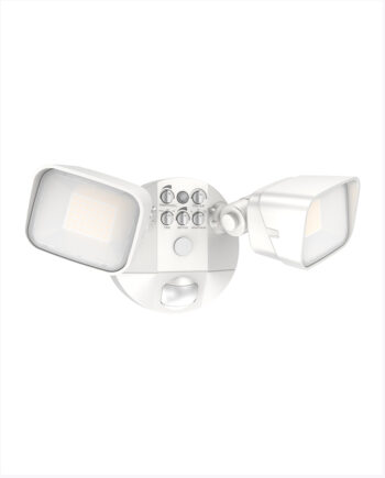 FM #LF2516PMH2-WH-CCT Adj. Watt 25W/16W Dual Head LED Motion Security Light, Adj. 5CCT, White